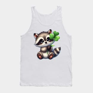 Clover Raccoon St Patricks Day Tank Top